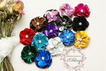 Metallic Fabric flower (6cm), Pack of 3